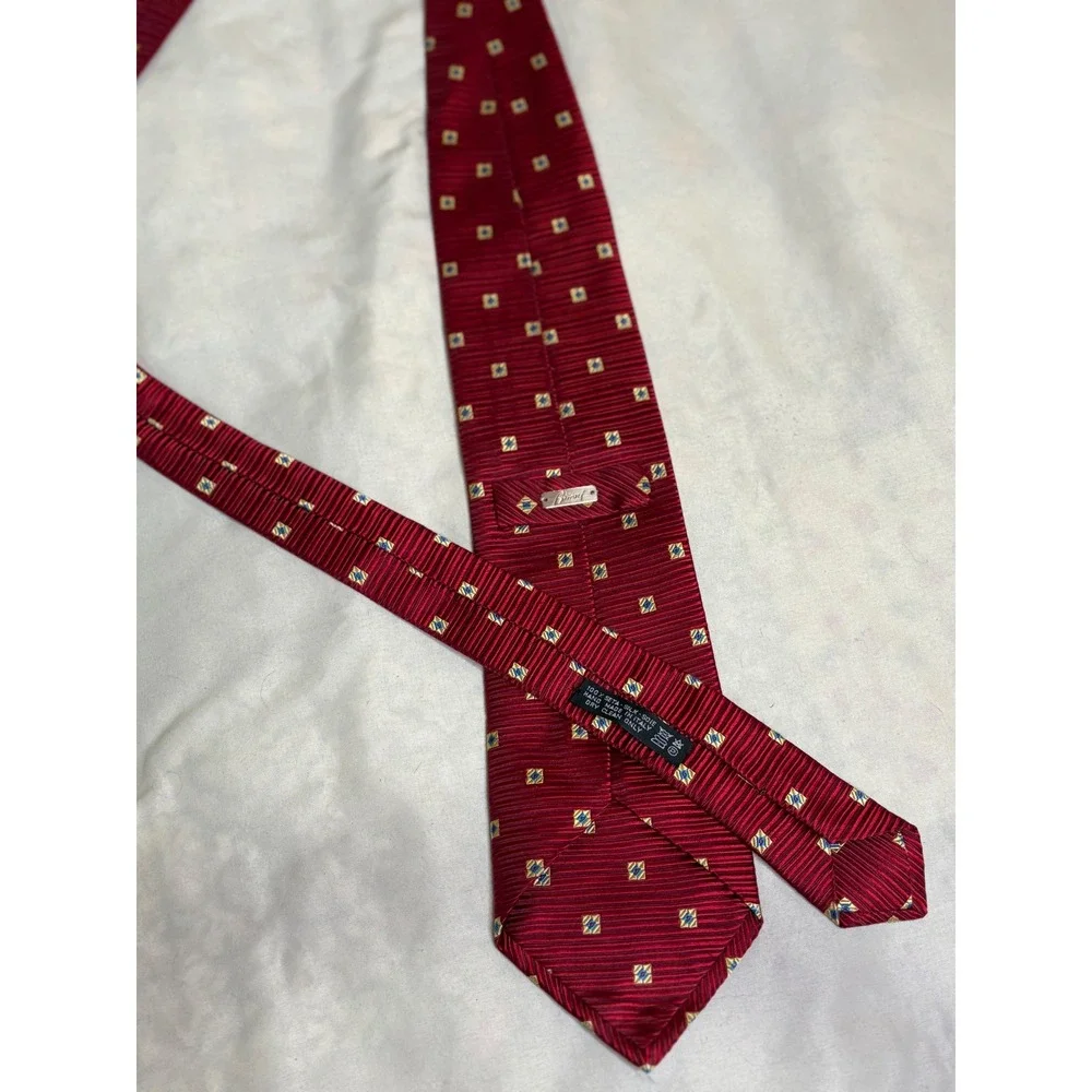 Brioni‎ Silk Necktie Red Textured Square Geometric Italian Menswear 60